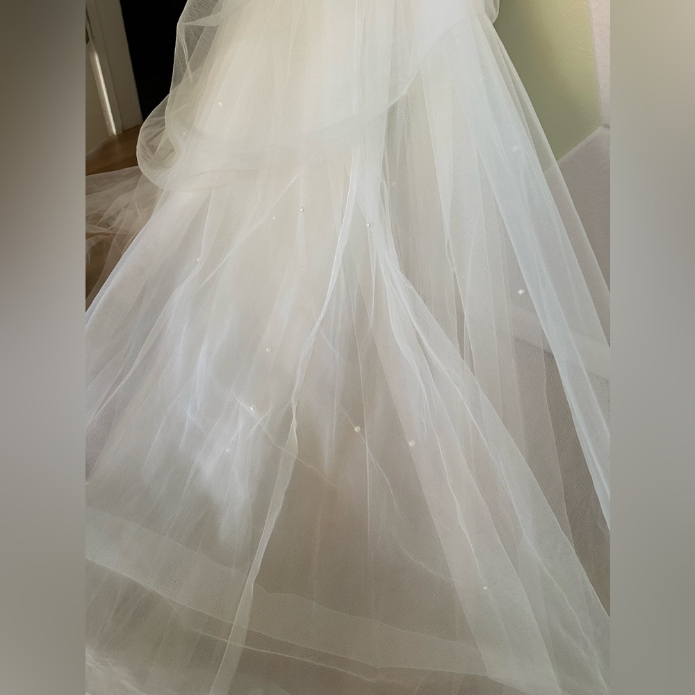 Watters Cream Wedding Dress with Pearl Accents - Picture 6 of 6